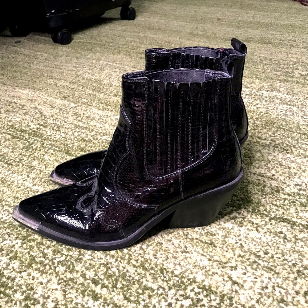 Black leather boots